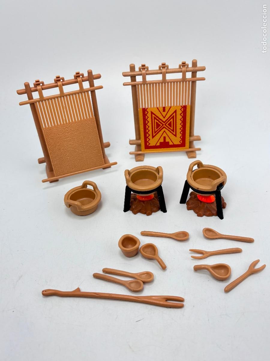 Playmobil: Playmobil lote telares y soporte con utensilios poblado indio