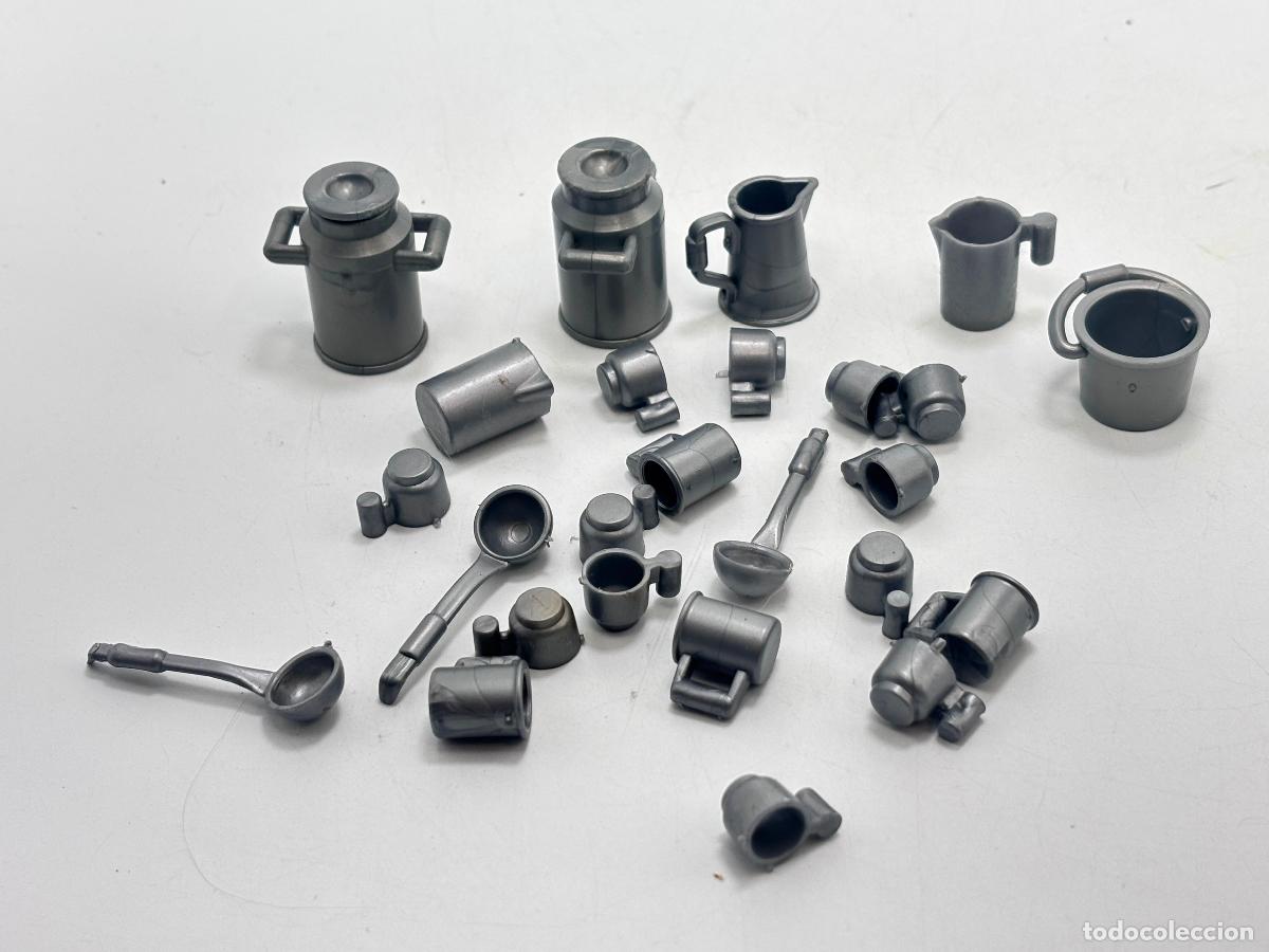 Playmobil: Playmobil lote lechera jarra copa cazo gris
