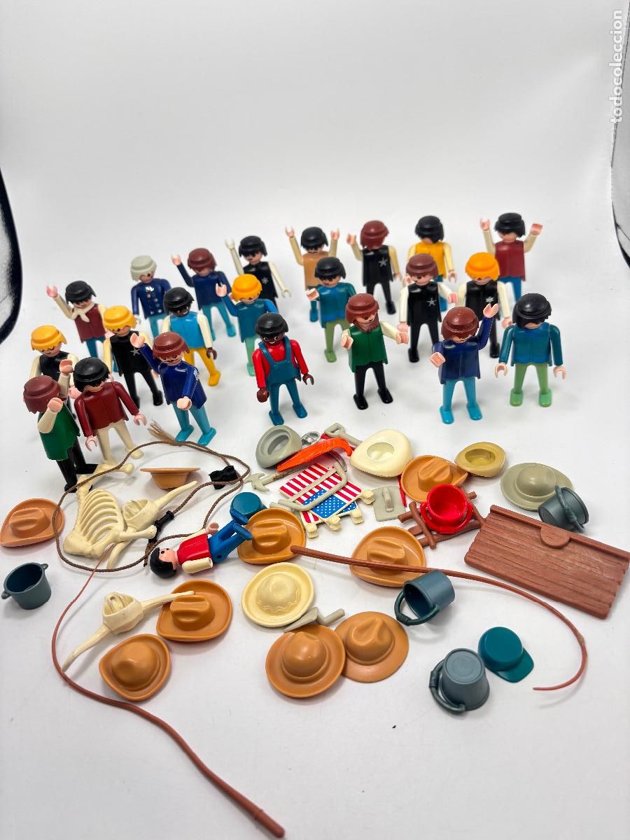 Playmobil: Playmobil lote figura surdido oeste sombrero descoloridos