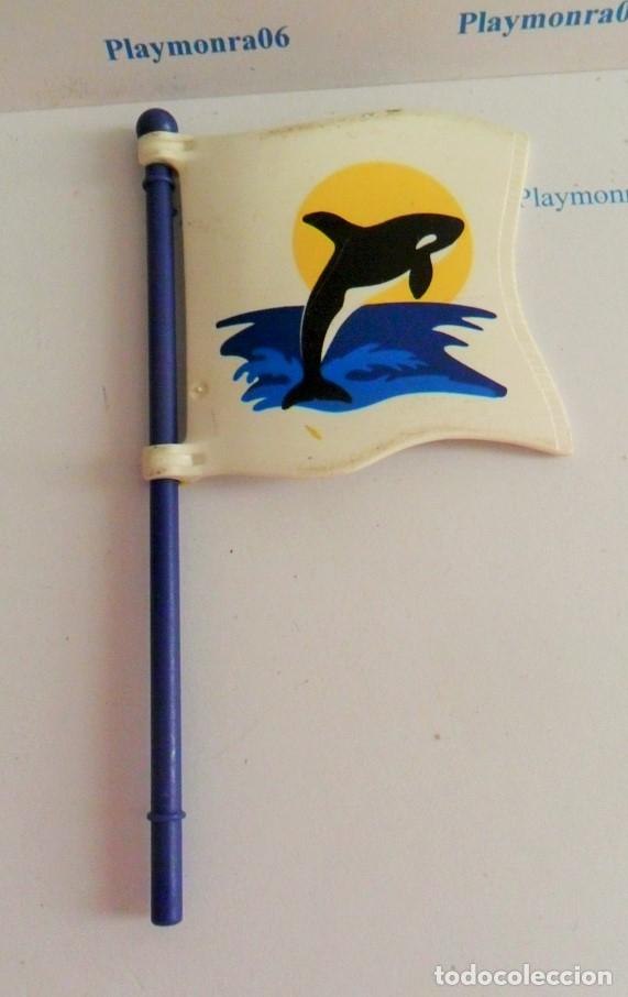 Playmobil: PLAYMOBIL P004 BANDERA ESTANDARTE BALLENA ORCA MASTIL NEGRO