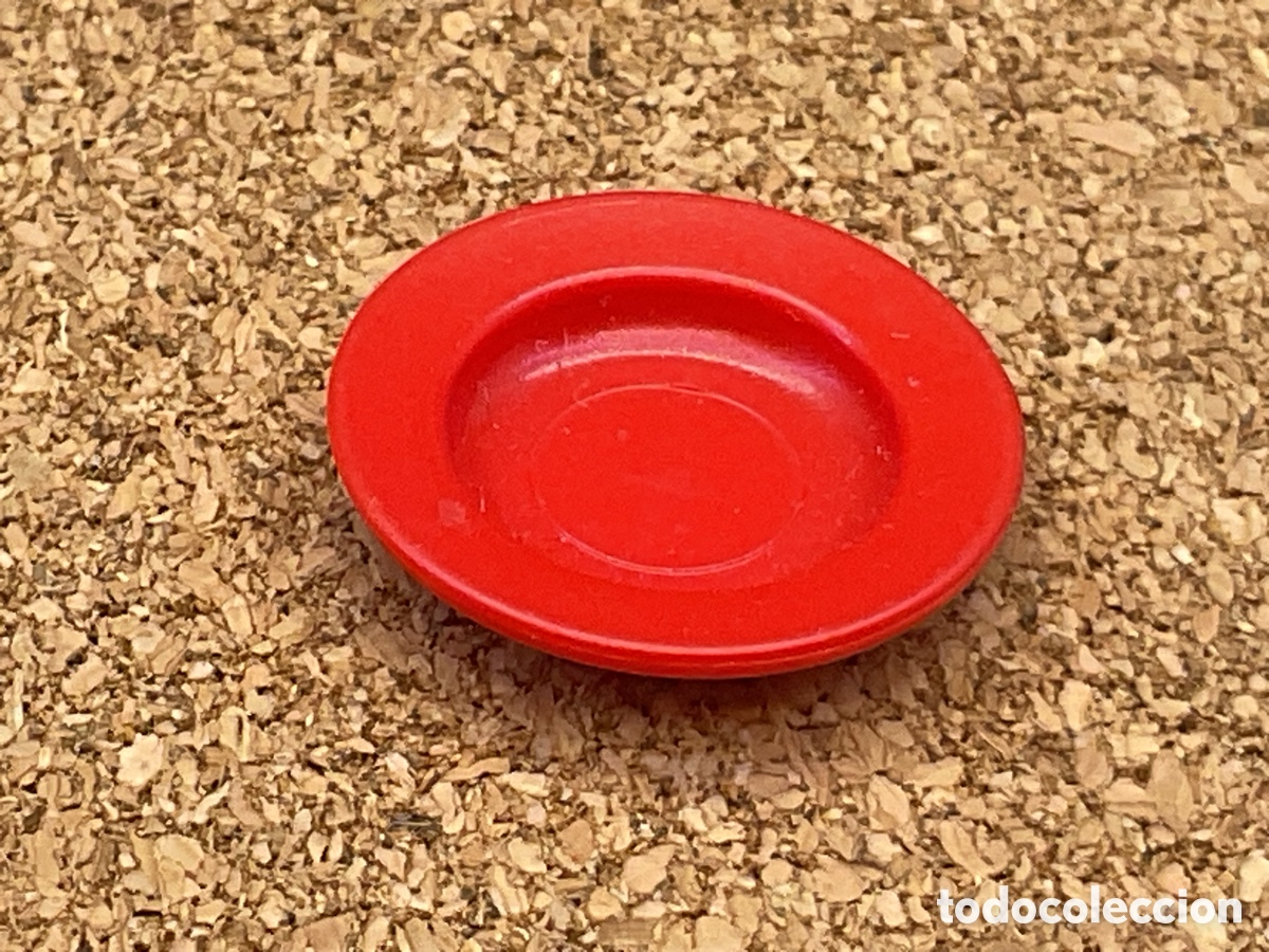 Playmobil: Accesorios Playmobil. Plato Mediano Color Rojo . Ref Casa, Comedor, Bebida, Cocina, Restaurante