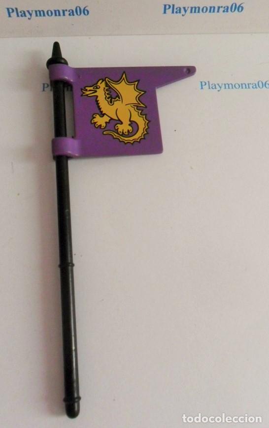 Playmobil: PLAYMOBIL P004 BANDERA ESTANDARTE BANDERIN MEDIEVAL DRAGON FONDO VIOLETA Y MASTIL