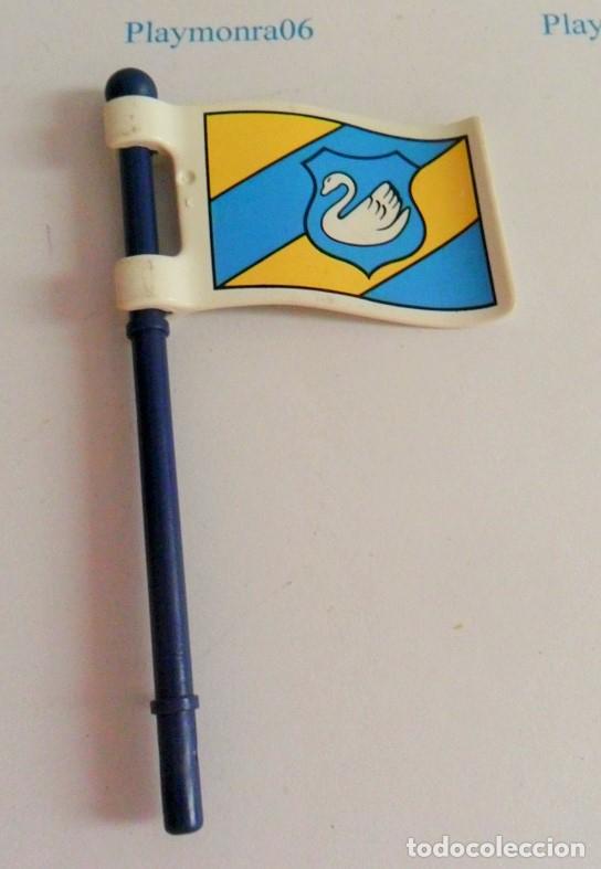 Playmobil: PLAYMOBIL P004 BANDERA ESTANDARTE BANDERIN MEDIEVAL CISNE FONDO AMARILLO AZUL Y MASTIL