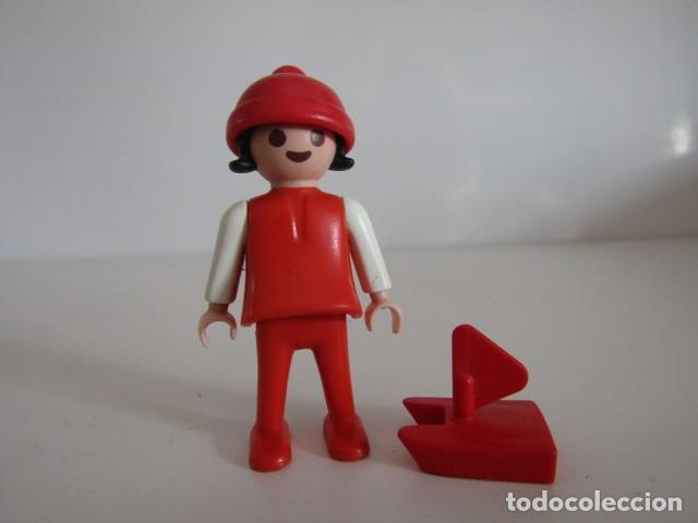 Playmobil: DIFICIL NI&Ntilde;A ROJIBLANCA ANTIGUA CON VELERITO PLAYMOBIL
