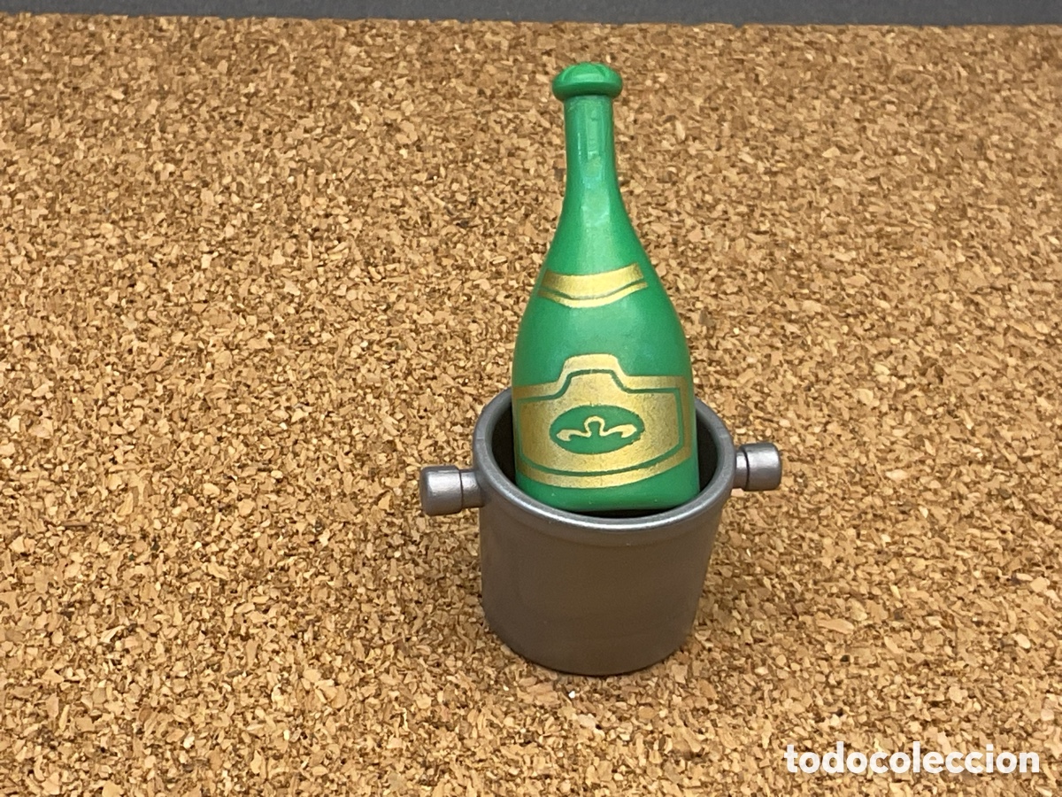 Playmobil: ACCESORIO PLAYMOBIL. BOTELLA DE CAVA, CHAMPAGNE COLOR VERDE Y CUBITERA.