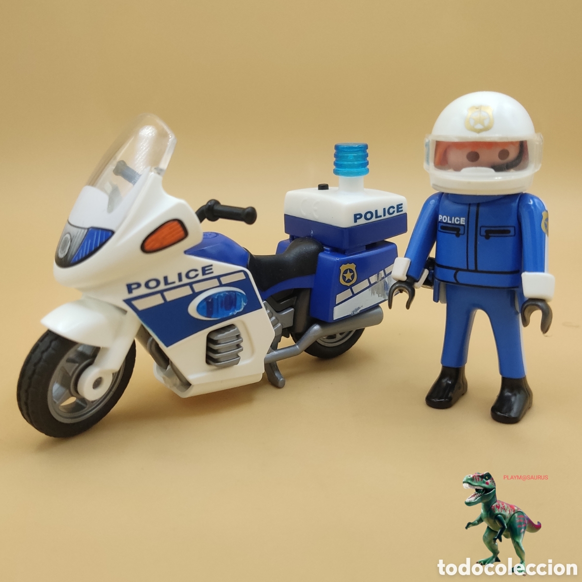 Playmobil: Playmobil Moto de Policia Blanca y Azul con Luces Motocicleta Motorista Vehiculo 6923 AGENTE
