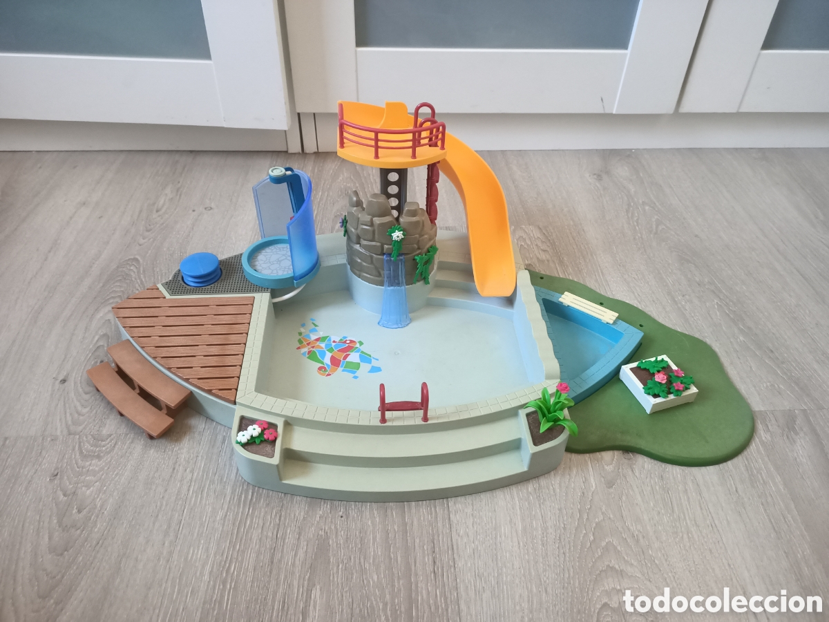 Playmobil: Playmobil 4858 piscina vacaciones algo descolorida tobog&aacute;n ducha escaleras plataforma