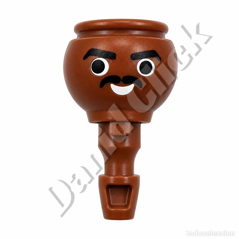 Playmobil: Playmobil Cabeza Marr&oacute;n con Bigote Cejas Ojos Figura Pieza Suelta