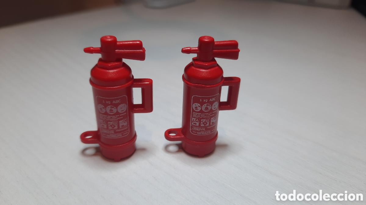 Playmobil: Playmobil dos extintores rojos bomberos