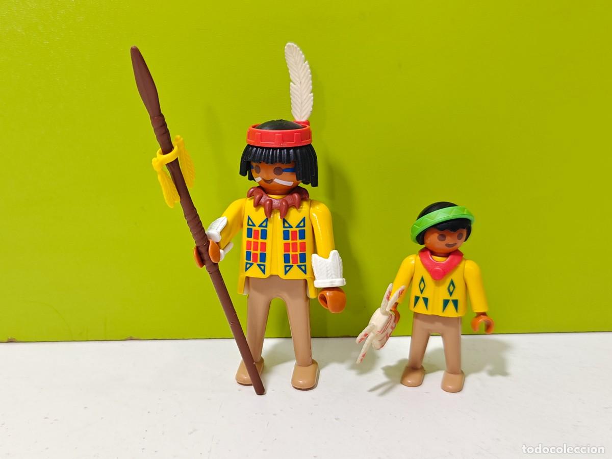 Playmobil: playmobil lote 2 figuras hombres indios, vaqueros, oeste, western, tipi, bisonte, fuerte, nordistas