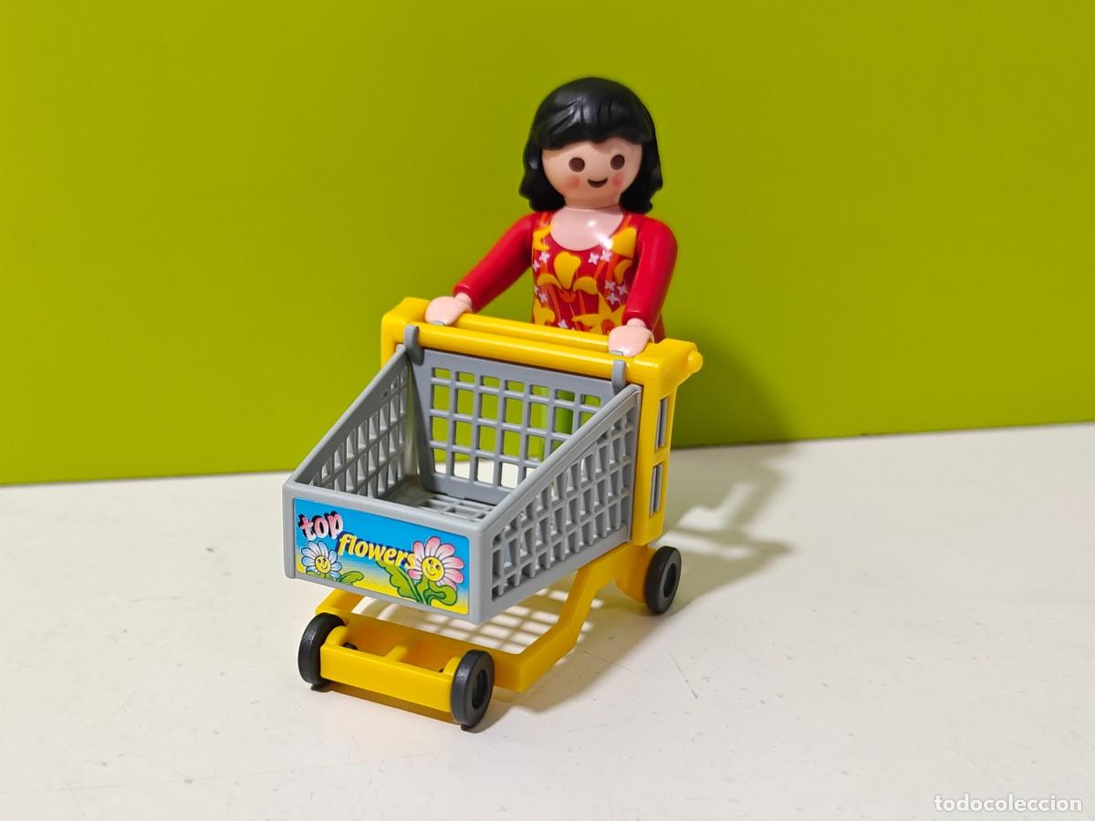 Playmobil: playmobil figura mujer con carrito supermercado, flora shop, centro comercial, mercado, city...