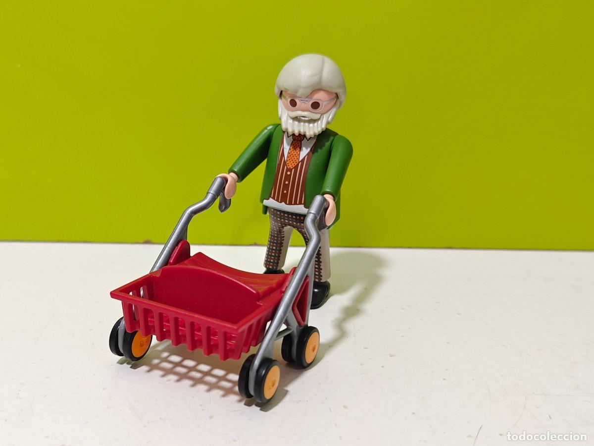Playmobil: playmobil figura hombre con carrito andador, paseo, centro comercial, mercado, chal&eacute;, city...