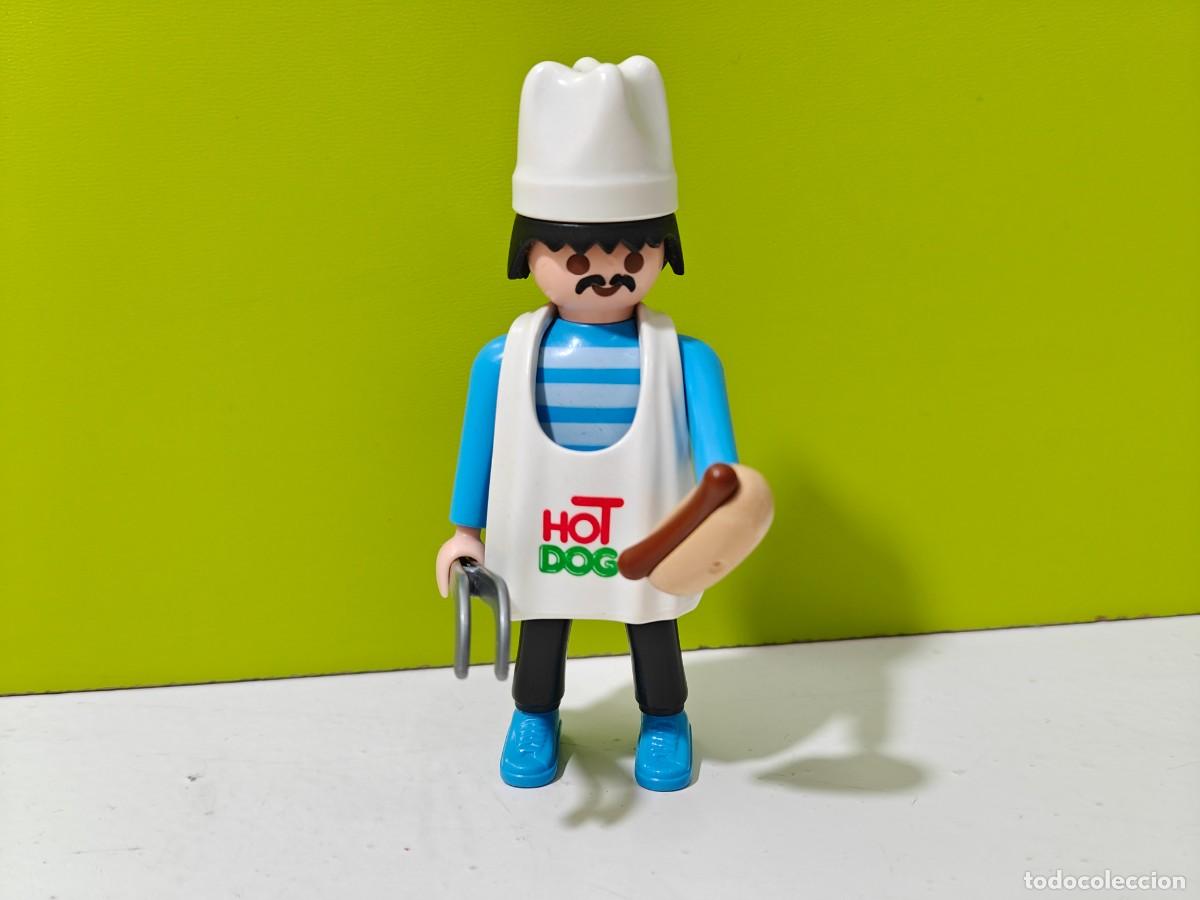 Playmobil: playmobil figura hombre vendedor de perritos puesto hot dog, feria, parque, centro comercial