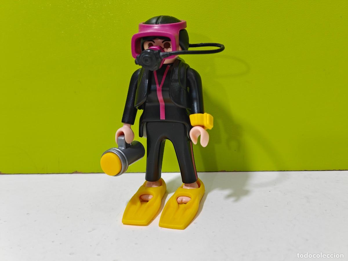 Playmobil: playmobil figura mujer submarinista con linterna, barco, bote, zodiac, mar, pesca, city...