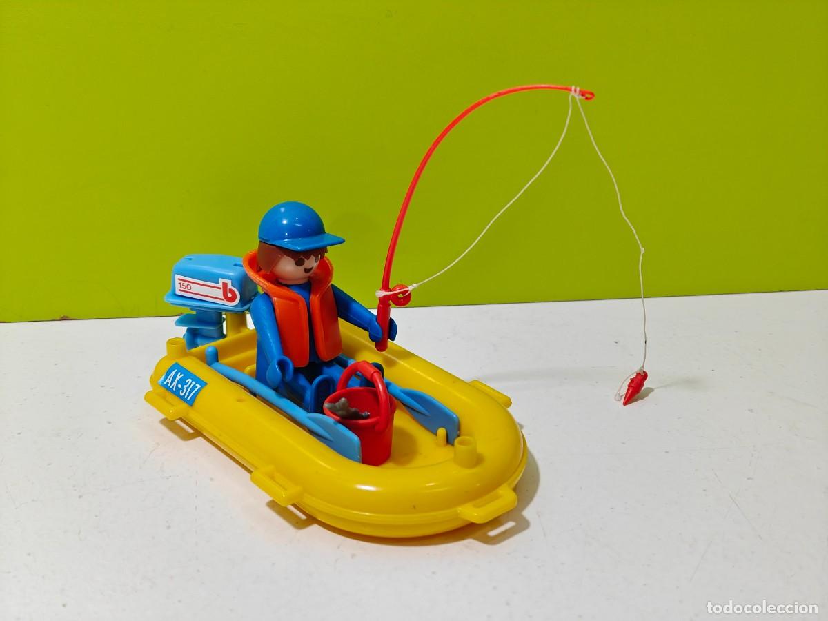 Playmobil: playmobil figura hombre pescador con barca-bote, pescado, lago, rio, mar, playa, city..