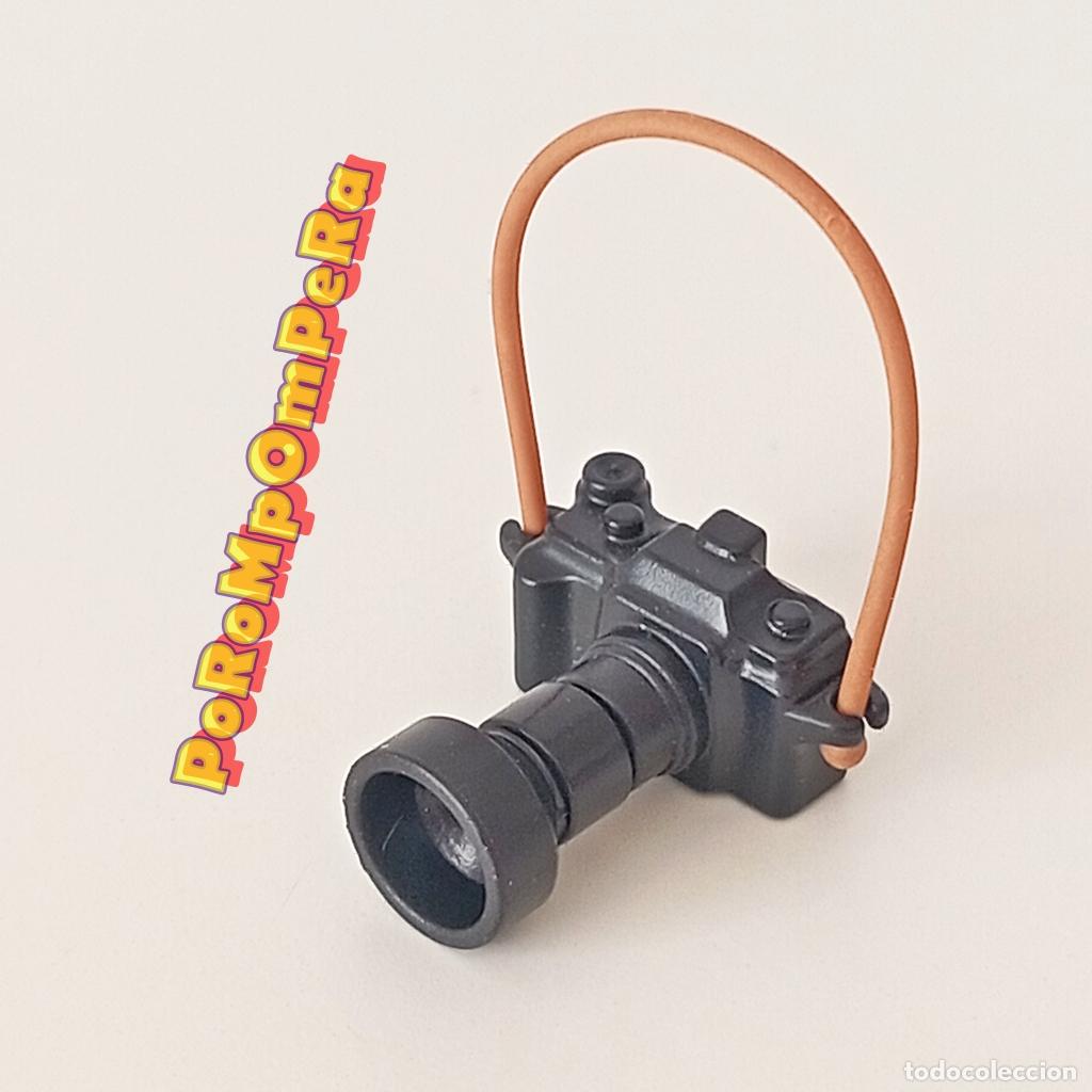 Playmobil: PLAYMOBIL c&aacute;mara fotogr&aacute;fica + teleobjetivo y correa goma marr&oacute;n fotos reflex objetivo fot&oacute;grafo M9