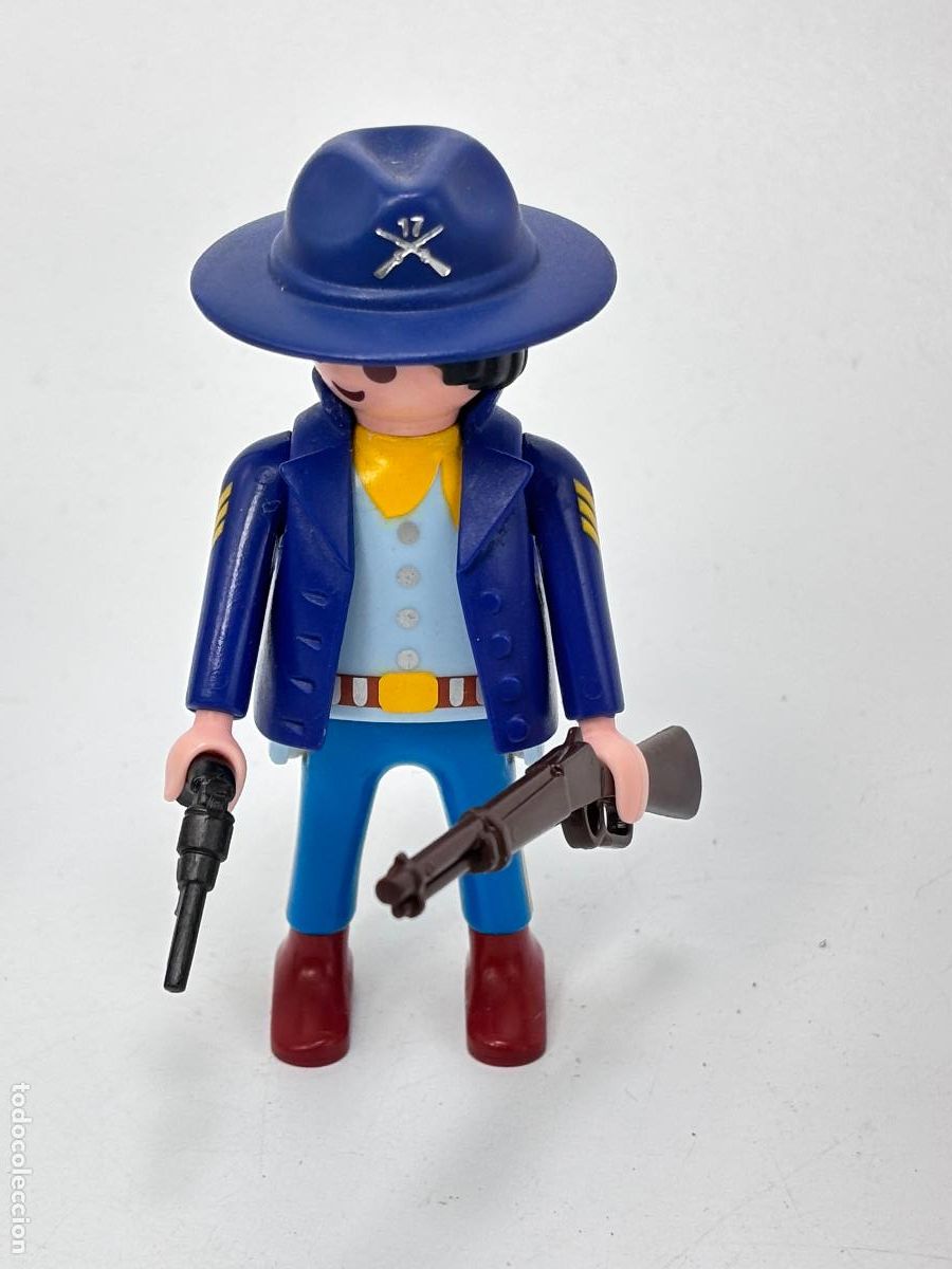 Playmobil: PLAYMOBIL FIGURA capit&aacute;n nordista CON rifle OESTE