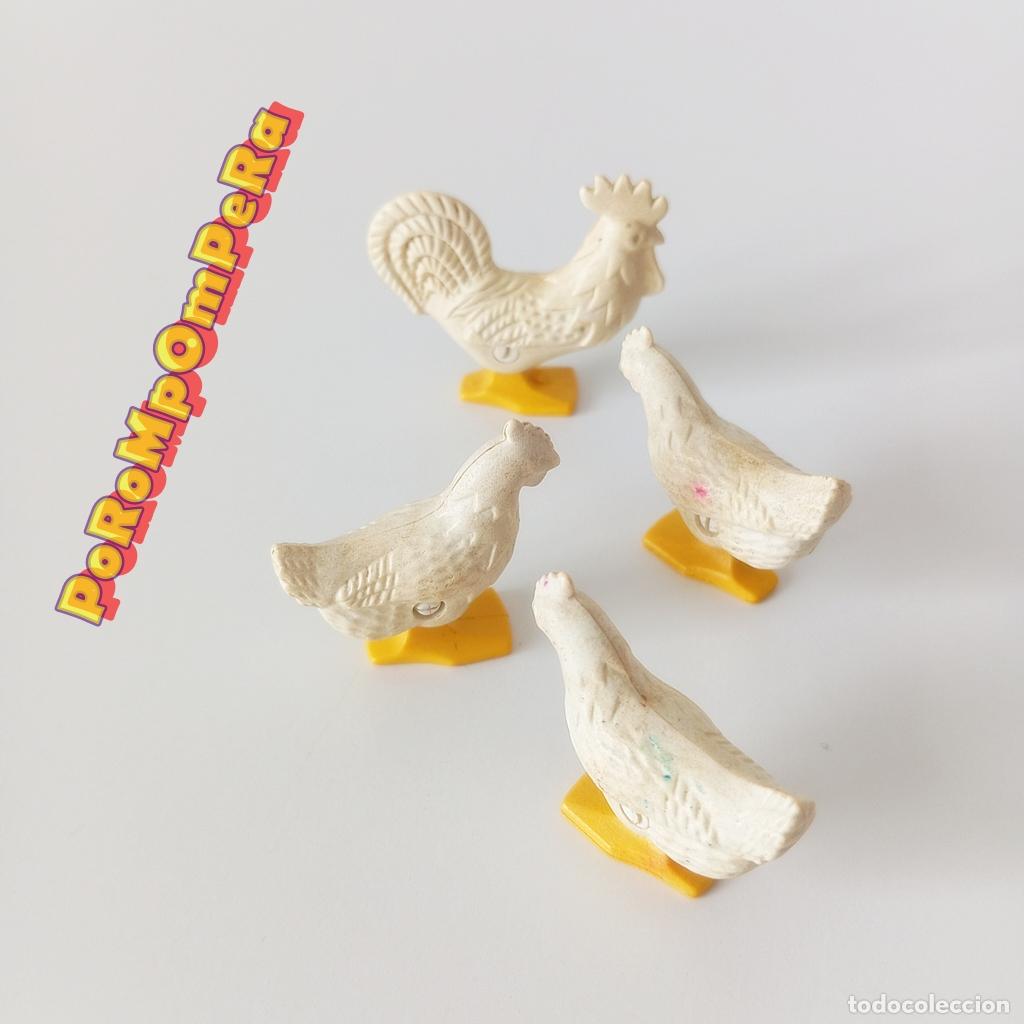 Playmobil: PLAYMOBIL lote gallo blanco + 3 gallinas &eacute;poca pata amarilla granja medieval oeste bel&eacute;n M9