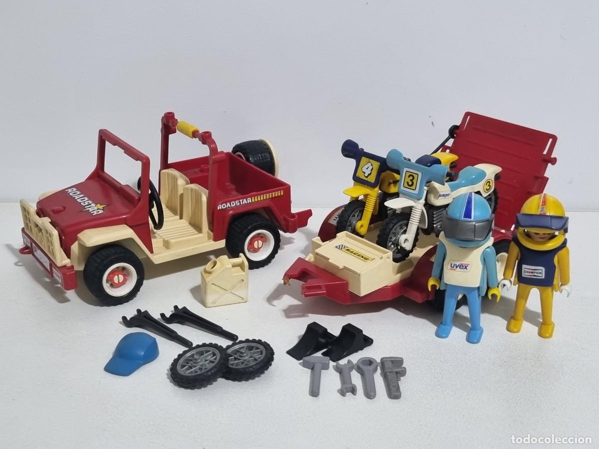 Playmobil: Playmobil 3143 Set Jeep Todoterreno Remolque Moto Motocross Dakar Rally Piloto