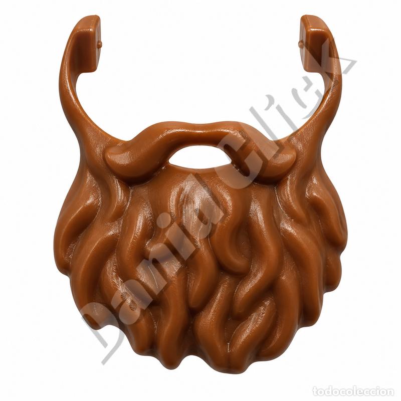 Playmobil: Playmobil Barba Rizada Marr&oacute;n con Bigote Accesorio Figura Repuesto Custom