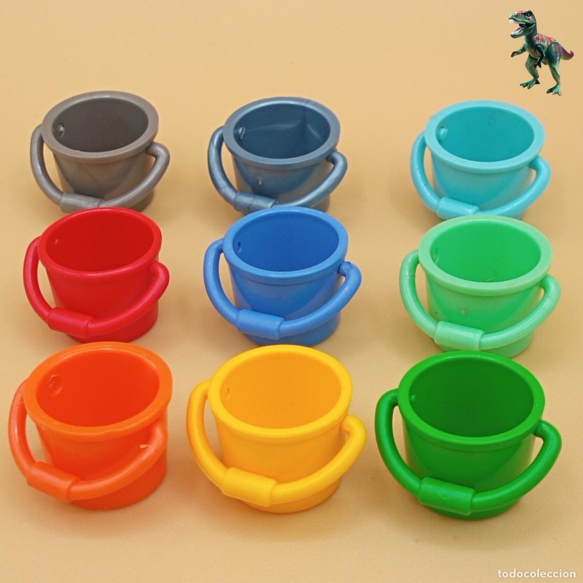 Playmobil: Playmobil lote calderos de colores cubo con asa granja rancho construccion obra herramienta limpieza