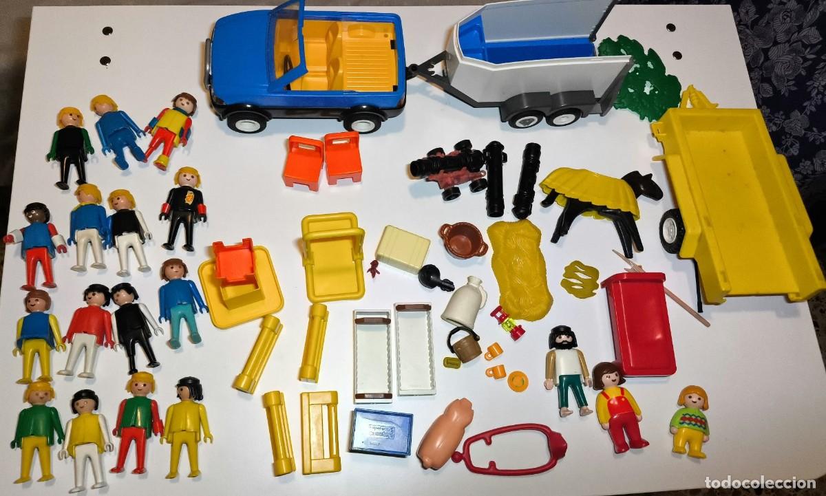 Playmobil: Lote Playmobil Vintage 18 Figuras (1974/1990/1999) + Coche Todoterreno + Accesorios