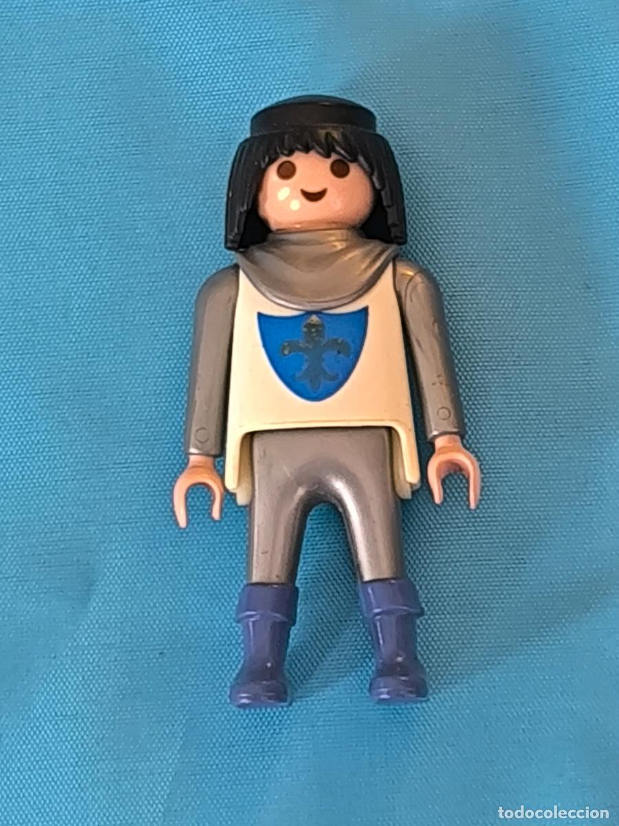 Playmobil: Playmobil figura caballero medieval blanco plateado flor de lis pr&iacute;ncipe castillo torneo vikingos