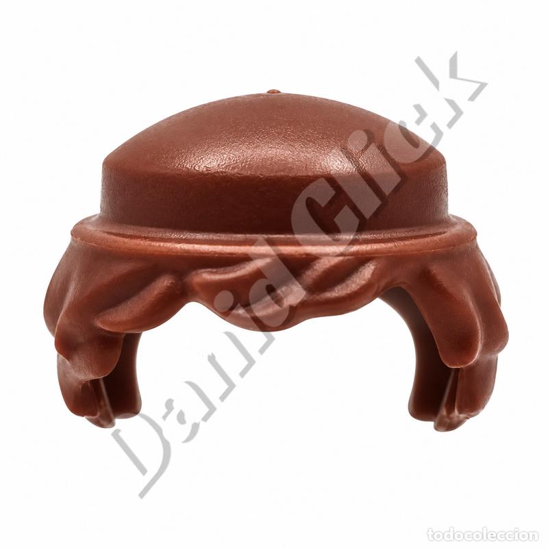 Playmobil: Playmobil Peluca Hombre Marr&oacute;n Casta&ntilde;a Larga Ondulada Compatible con Sombreros Repuesto Custom