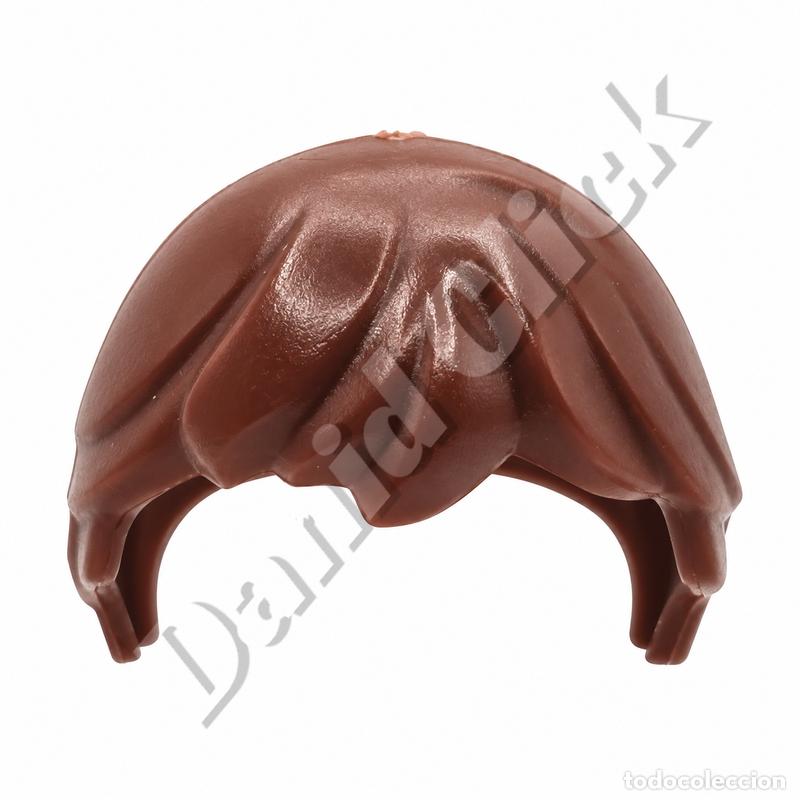 Playmobil: Playmobil Peluca Casta&ntilde;a Marr&oacute;n Larga Peinado Frontal Pelo Figura Repuesto Custom