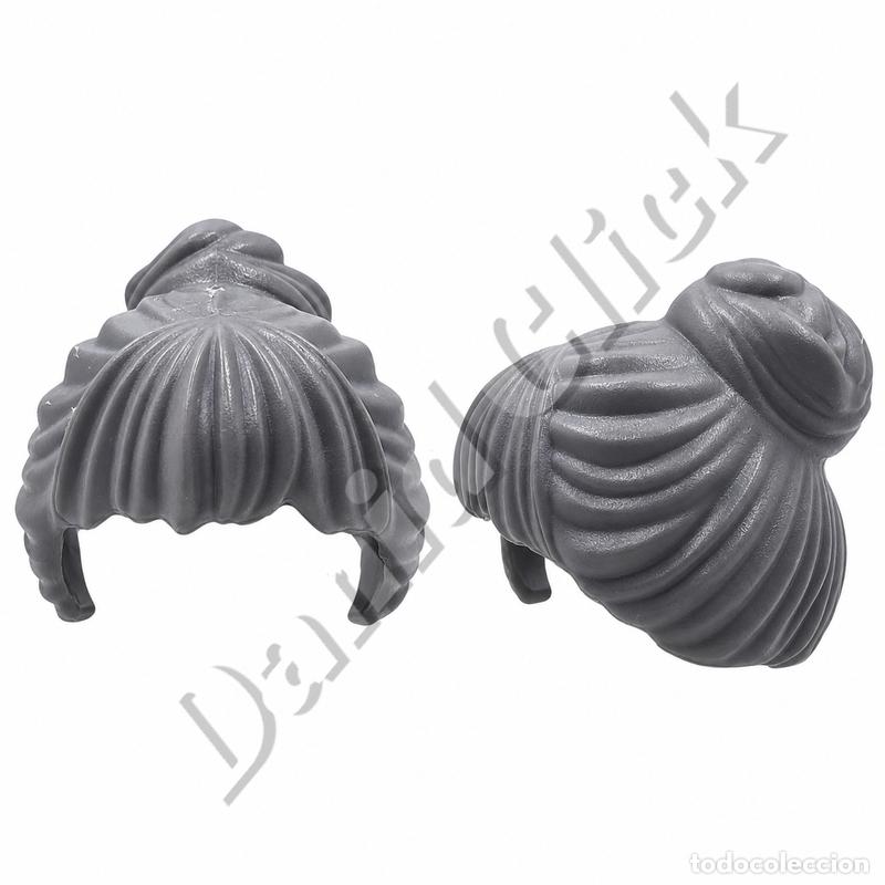 Playmobil: Playmobil Peluca Mujer Gris Mo&ntilde;o Recogido Figura Femenina Repuesto Custom