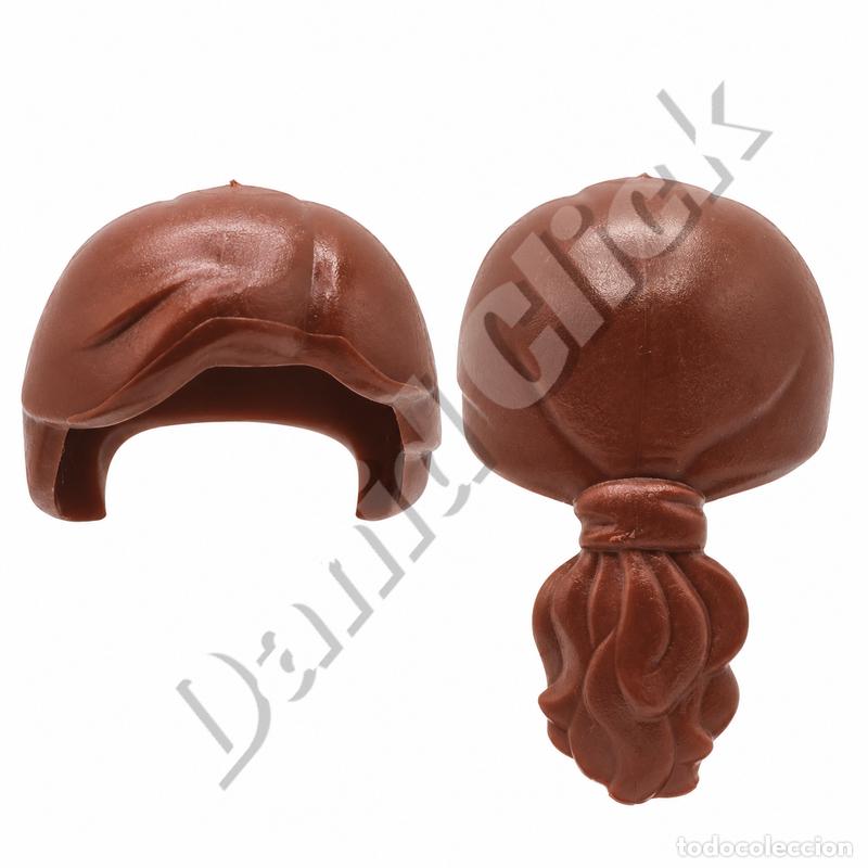 Playmobil: Playmobil Peluca Mujer Casta&ntilde;a Marr&oacute;n con Coleta Figura Femenina Repuesto Custom