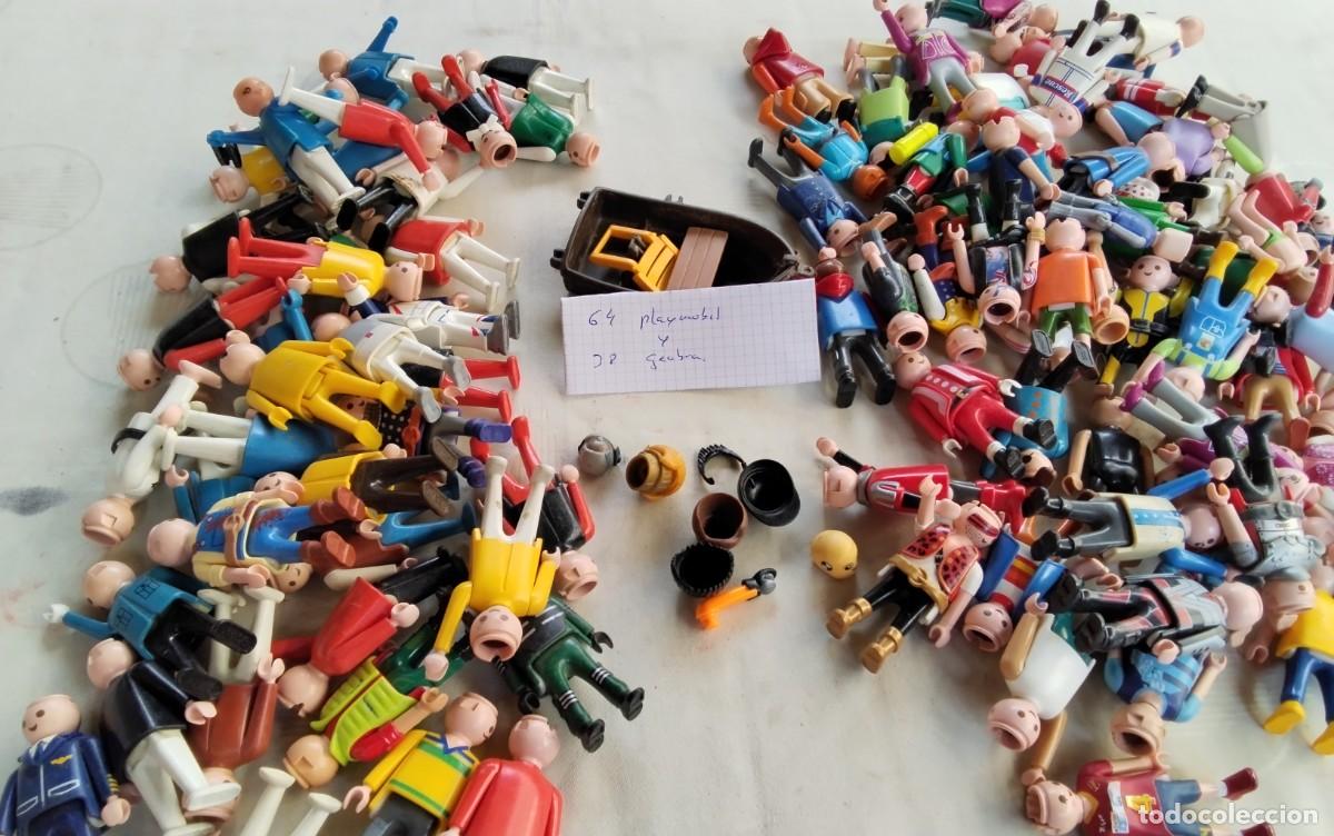 Playmobil: LOTE DE 64 UNIDADES DE PLAYMOBIL Y 38 UNIDADES GEOBRA 1974 , ATENCION SIN GORRO , VER COMPOSICION
