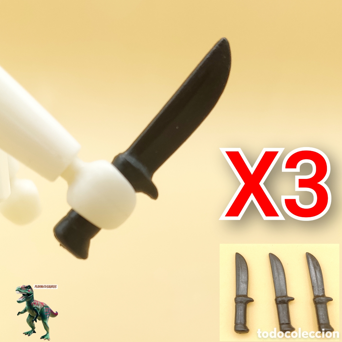 Playmobil: Playmobil x3 cuchillo negro pirata soldado indio western 3028 3250 3550 3802 3815 3827 3830 3870