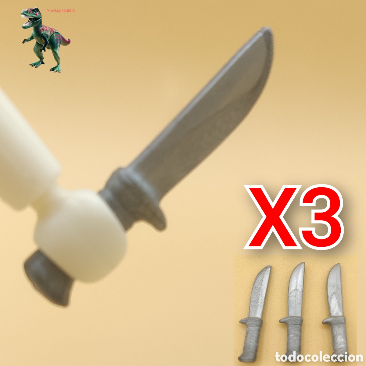 Playmobil: Playmobil x3 cuchillo gris plateado pirata buzo solado 4428 4654 4875 5004 5782 7855 9243