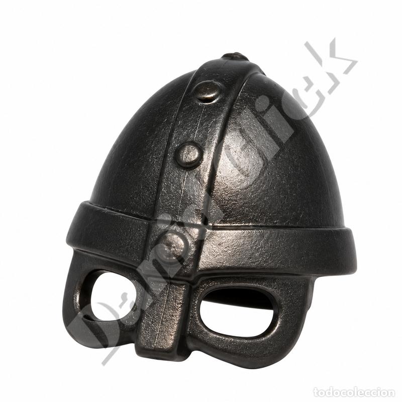 Playmobil: Playmobil Casco Medieval Antracita Gris Oscuro Caballero Guerrero Repuesto Custom