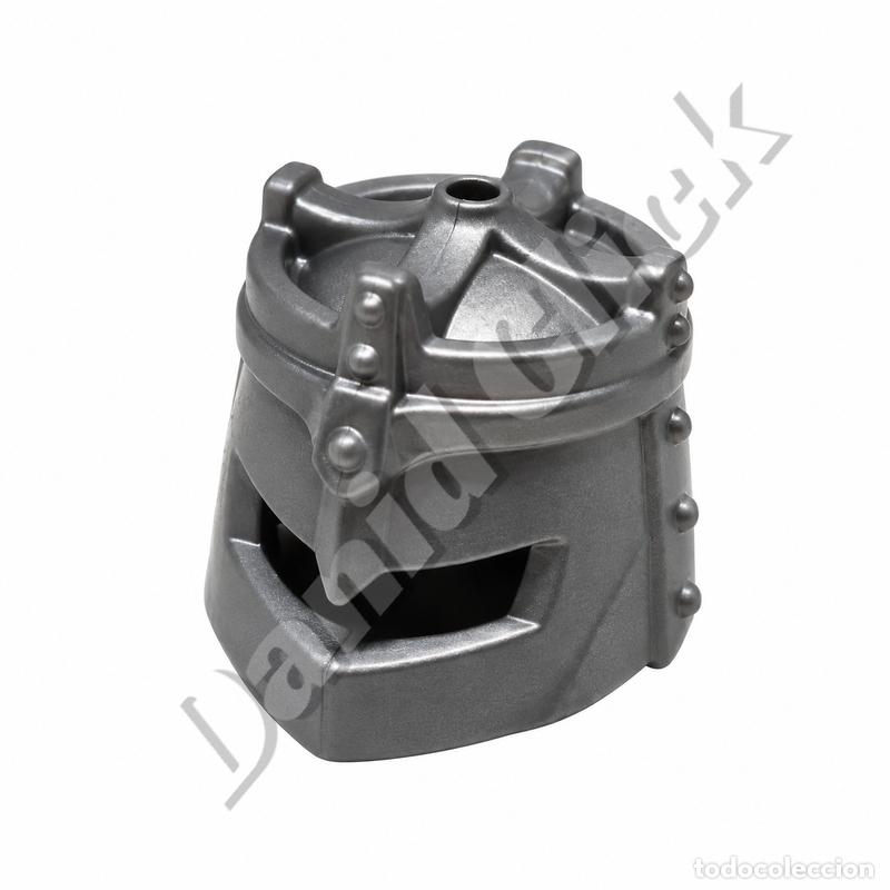 Playmobil: Playmobil Casco Medieval Gris Plata con Visor Caballero Guerrero Repuesto Custom