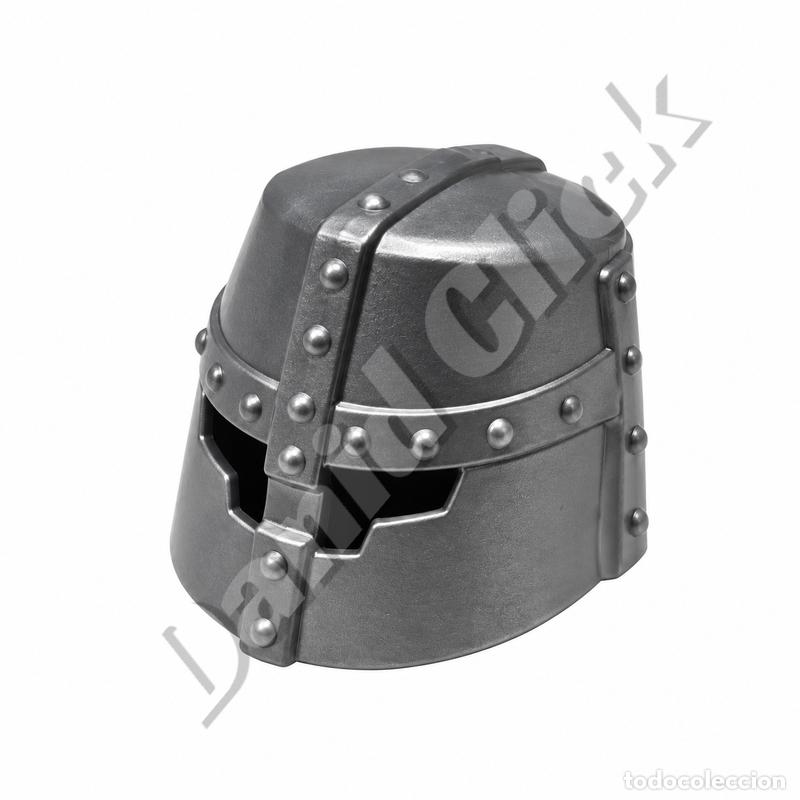 Playmobil: Playmobil Casco Medieval Gris Plata Cerrado Visor Caballero Guerrero Repuesto