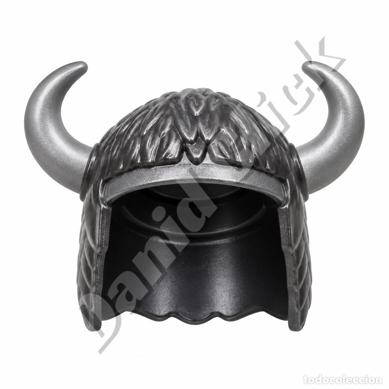 Playmobil: Playmobil Casco Vikingo Gris con Cuernos Curvados Guerrero Repuesto Custom