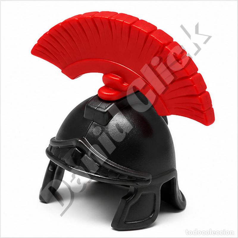Playmobil: Playmobil Casco Romano Negro con Cresta de Centuri&oacute;n Roja Legionario Centuri&oacute;n Repuesto Custom