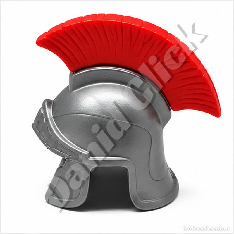 Playmobil: Playmobil Casco Romano Plateado con Cresta Roja Legionario Romano Repuesto Custom