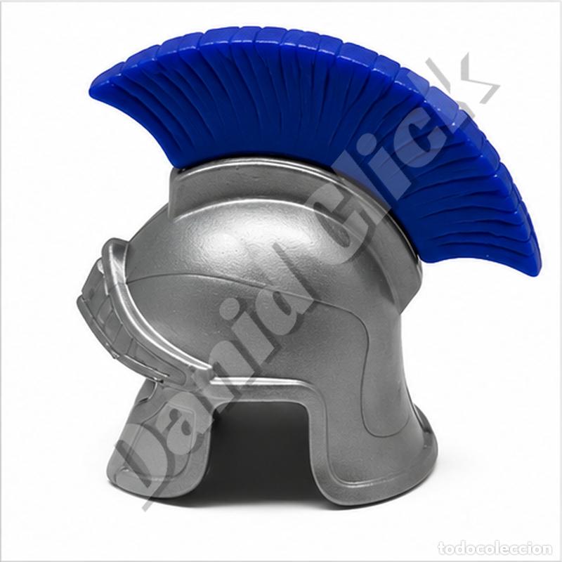 Playmobil: Playmobil Casco Romano Plateado con Cresta Azul Legionario Romano Repuesto Custom
