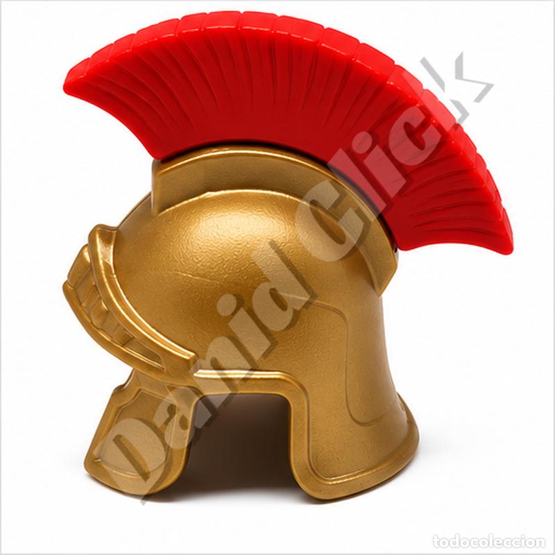 Playmobil: Playmobil Casco Romano Dorado con Cresta Roja Legionario Romano Repuesto Custom