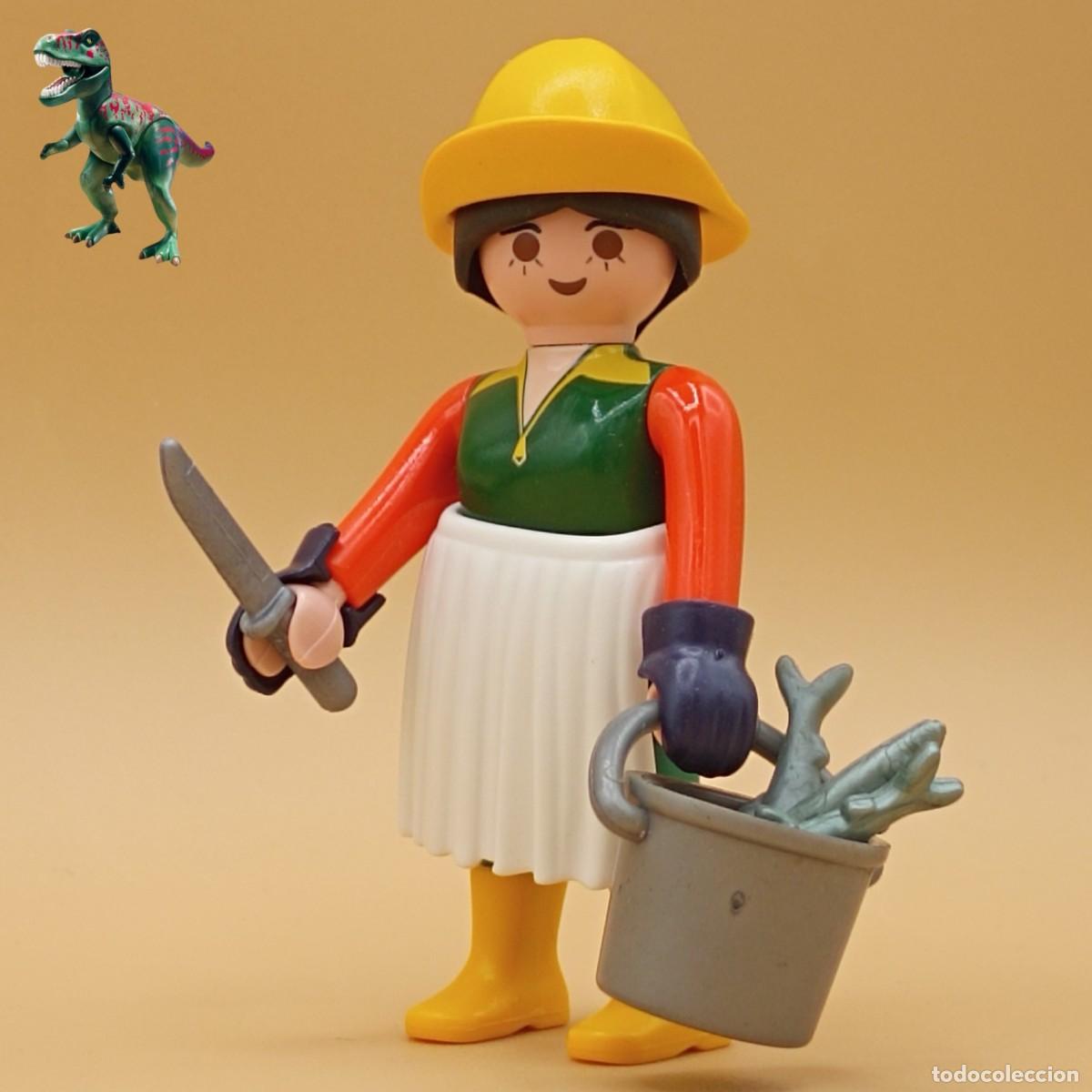 Playmobil: Playmobil figura pescadera puesto de pescado pez peces pescaderia pescadora mercado tienda zoo