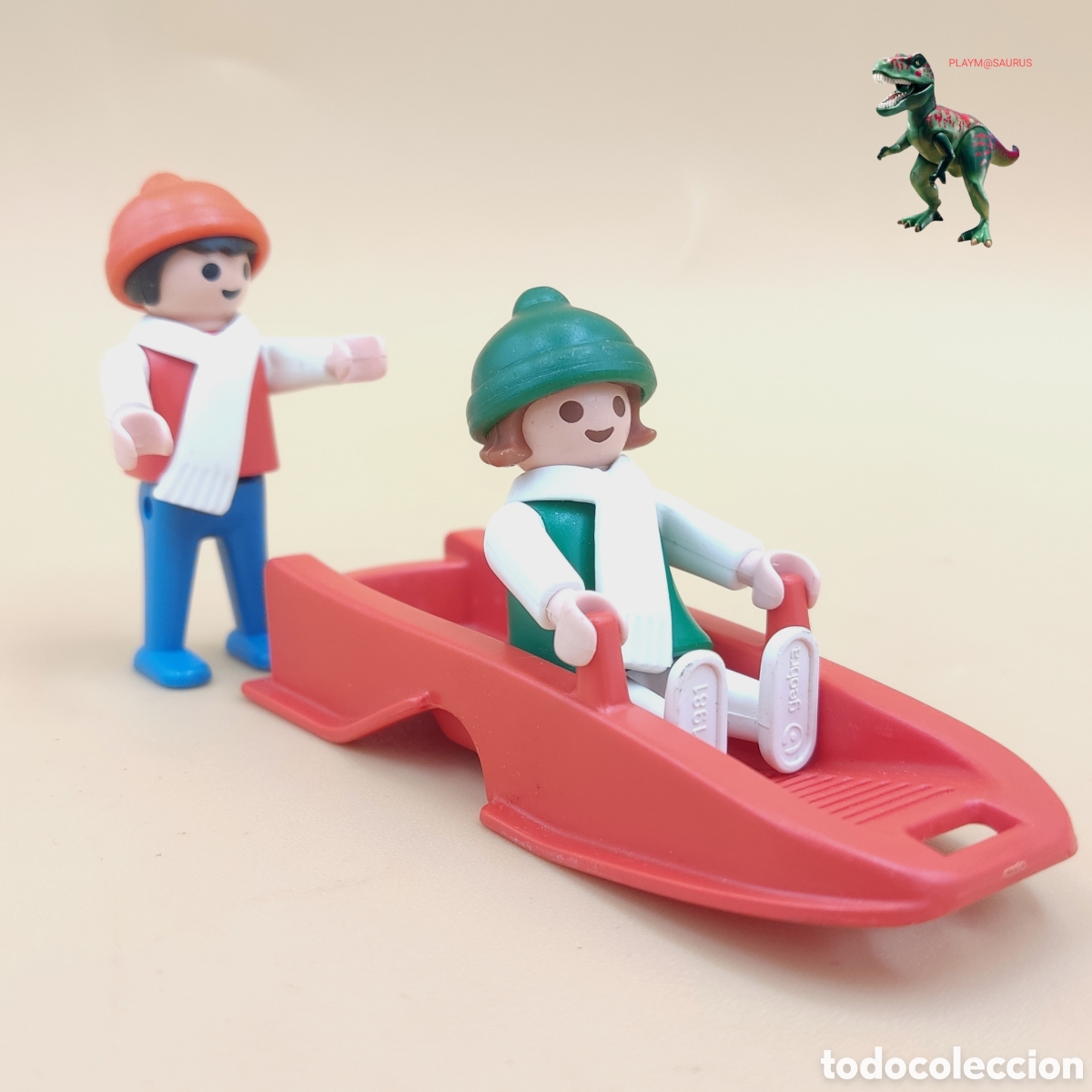 Playmobil: Playmobil 3327 ni&ntilde;os jugando con trineo navidad nieve monta&ntilde;a juego infantil bufanda