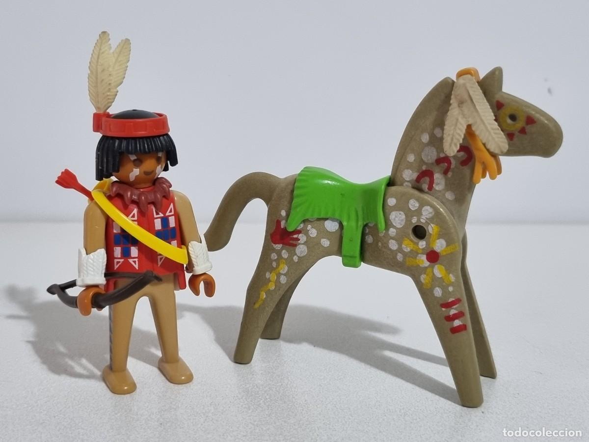Playmobil: Playmobil 3731 Antiguo Cazador Indio Guerrero Bisonte Caballo Apache Oeste