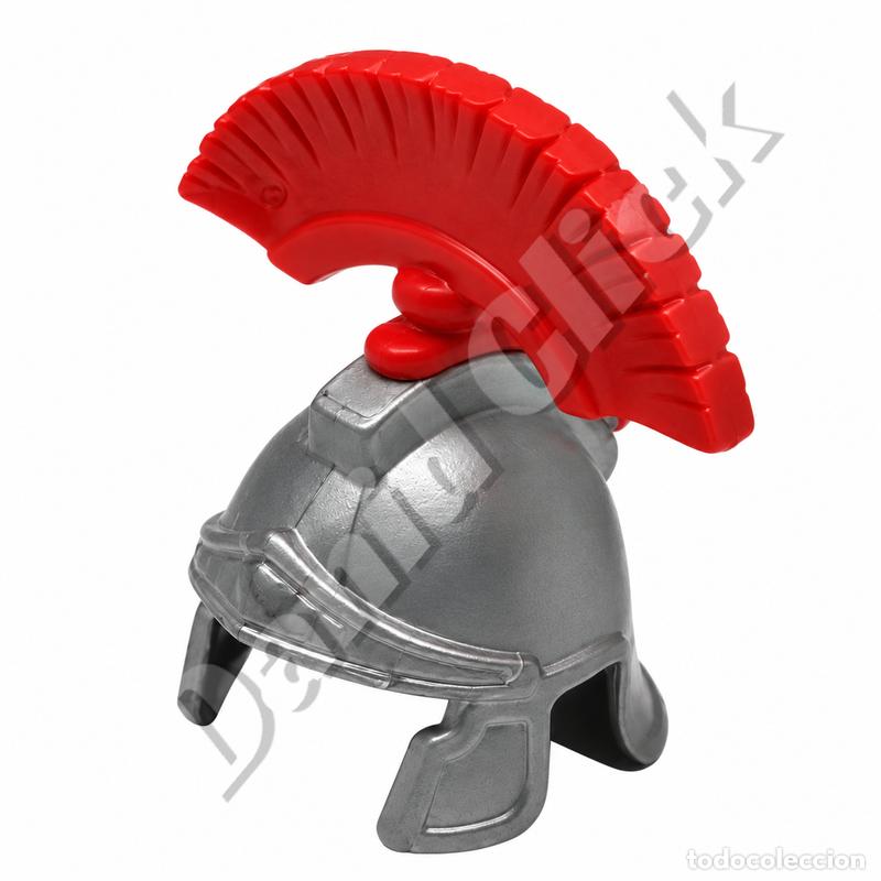 Playmobil: Playmobil Casco Romano Plateado con Cresta de Centuri&oacute;n Roja Legionario Centuri&oacute;n Repuesto Custom