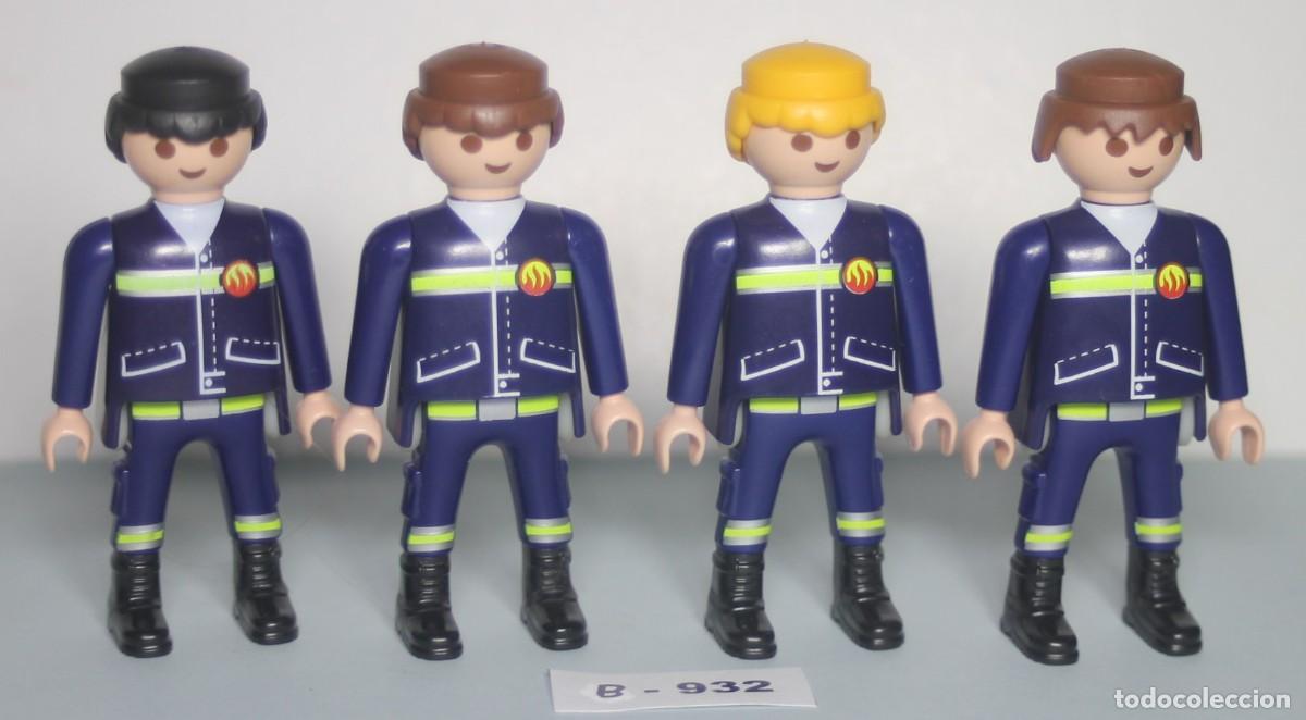 Playmobil: PLAYMOBIL 4 FIGURAS BOMBEROS - RESCATE FUEGO EMERGENCIA (B-932)