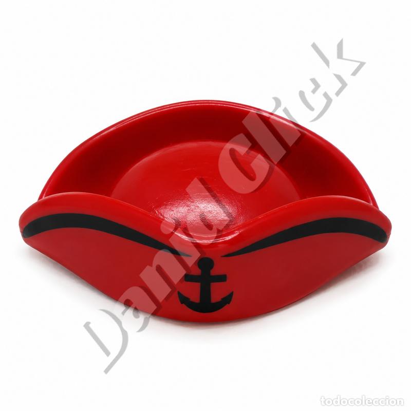 Playmobil: Playmobil Sombrero Pirata Rojo Ancla Negra Bicornio Dos Picos Capit&aacute;n Corsario Marinero