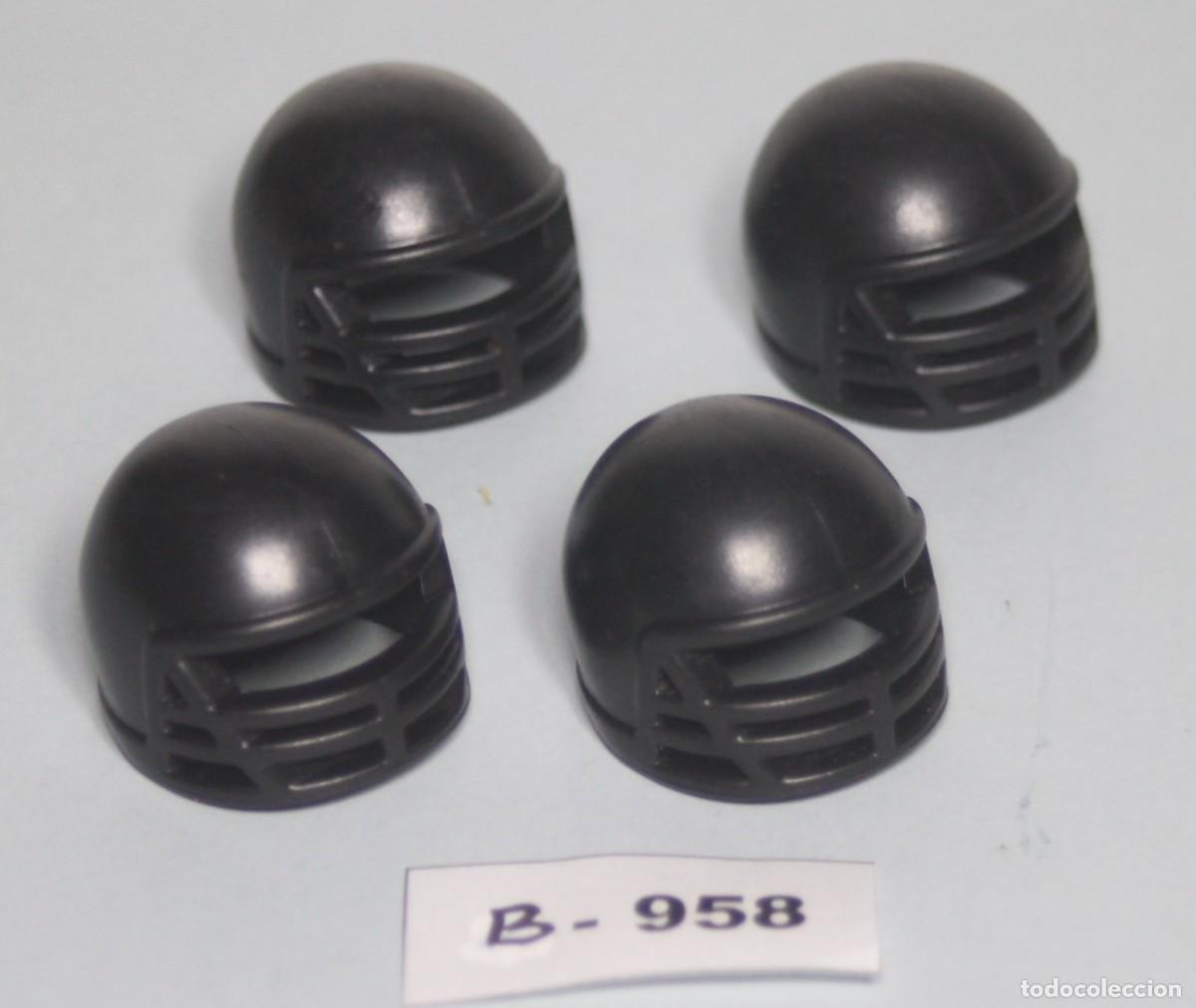 Playmobil: PLAYMOBIL 4 CASCOS F&Uacute;TBOL AMERICANO RUGBY DEPORTE (B-958)