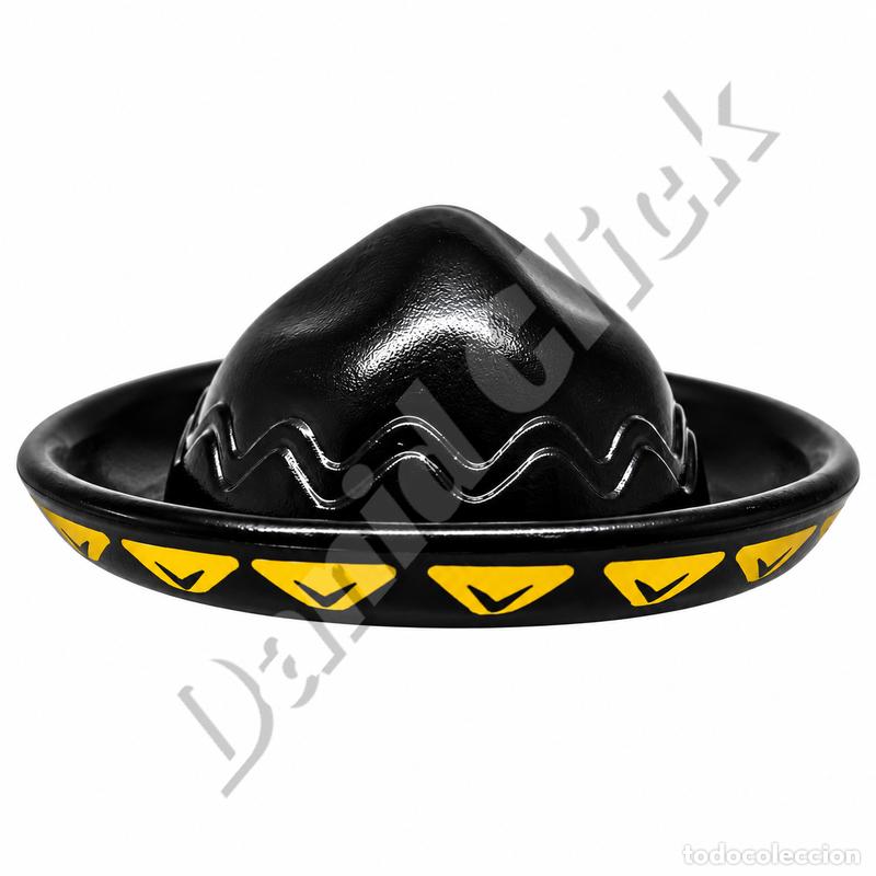 Playmobil: Playmobil Sombrero Mexicano Negro Amarillo Charro Oeste Mexicano Ala Ancha